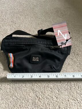 Black Women's Belt Bag with Multicolor Accent